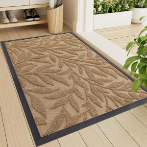 imageSmiry Front Door Mat Indoor Outdoor Entrance Heavy Duty Natural Rubber Trap Dirt and Moisture NonSlip Doormats Low Profile Easy Clean Patio Porch Entryway Mat 295x17 Ocean BlueCoffee