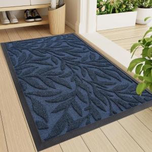 imageSmiry Front Door Mat Indoor Outdoor Entrance Heavy Duty Natural Rubber Trap Dirt and Moisture NonSlip Doormats Low Profile Easy Clean Patio Porch Entryway Mat 295x17 Ocean BlueOcean Blue