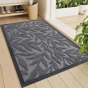 imageSmiry Front Door Mat Indoor Outdoor Entrance Heavy Duty Natural Rubber Trap Dirt and Moisture NonSlip Doormats Low Profile Easy Clean Patio Porch Entryway Mat 295x17 Ocean BlueSilver Grey