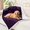 imageSmiry Waterproof Blanket Throw for Large Dogs Soft Reversible Dog Blanket for Sofa Couch Bed Washable Leakproof Sherpa Fleece Furniture Couch Cover Protector50quotx60quot Dark PurpleWhite