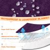imageSmiry Waterproof Blanket Throw for Large Dogs Soft Reversible Dog Blanket for Sofa Couch Bed Washable Leakproof Sherpa Fleece Furniture Couch Cover Protector50quotx60quot Dark PurpleWhite