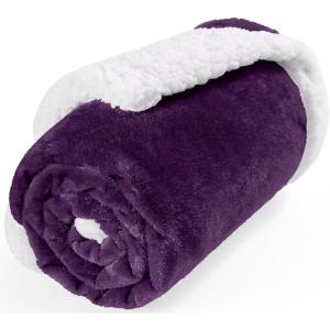 imageSmiry Waterproof Blanket Throw for Large Dogs Soft Reversible Dog Blanket for Sofa Couch Bed Washable Leakproof Sherpa Fleece Furniture Couch Cover Protector50quotx60quot Dark PurpleWhite