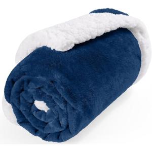 imageSmiry Waterproof Blanket Throw for Large Dogs Soft Reversible Dog Blanket for Sofa Couch Bed Washable Leakproof Sherpa Fleece Furniture Couch Cover Protector50quotx60quot NavyWhite