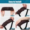imageSmiry Stretch Jacquard Office Computer Chair Seat Covers Chair Seat CoverChair Armrest Covers Chocolate