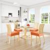 imageSmiry Waterproof Seat Covers for Chairs Set of 4 Stretch Pu Leather Removable Washable Dining Room Chair Seat Slipcovers Protector No Rear Covers OrangeOrange