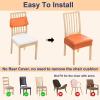 imageSmiry Waterproof Seat Covers for Chairs Set of 4 Stretch Pu Leather Removable Washable Dining Room Chair Seat Slipcovers Protector No Rear Covers OrangeOrange