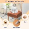imageSmiry Waterproof Seat Covers for Chairs Set of 4 Stretch Pu Leather Removable Washable Dining Room Chair Seat Slipcovers Protector No Rear Covers OrangeLight Brown