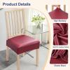 imageSmiry Waterproof Seat Covers for Chairs Set of 4 Stretch Pu Leather Removable Washable Dining Room Chair Seat Slipcovers Protector No Rear Covers OrangeWine Red