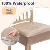 imageSmiry Waterproof Seat Covers for Chairs Set of 4 Stretch Pu Leather Removable Washable Dining Room Chair Seat Slipcovers Protector No Rear Covers OrangeKhaki