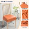 imageSmiry Waterproof Seat Covers for Chairs Set of 4 Stretch Pu Leather Removable Washable Dining Room Chair Seat Slipcovers Protector No Rear Covers OrangeOrange