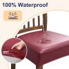 imageSmiry Waterproof Seat Covers for Chairs Set of 4 Stretch Pu Leather Removable Washable Dining Room Chair Seat Slipcovers Protector No Rear Covers OrangeWine Red