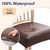 imageSmiry Waterproof Seat Covers for Chairs Set of 4 Stretch Pu Leather Removable Washable Dining Room Chair Seat Slipcovers Protector No Rear Covers OrangeCoffee
