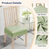 imageSmiry Waterproof Seat Covers for Chairs Set of 4 Stretch Pu Leather Removable Washable Dining Room Chair Seat Slipcovers Protector No Rear Covers OrangeLight Green