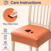 imageSmiry Waterproof Seat Covers for Chairs Set of 4 Stretch Pu Leather Removable Washable Dining Room Chair Seat Slipcovers Protector No Rear Covers OrangeOrange