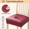 imageSmiry Waterproof Seat Covers for Chairs Set of 4 Stretch Pu Leather Removable Washable Dining Room Chair Seat Slipcovers Protector No Rear Covers OrangeWine Red