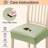 imageSmiry Waterproof Seat Covers for Chairs Set of 4 Stretch Pu Leather Removable Washable Dining Room Chair Seat Slipcovers Protector No Rear Covers OrangeLight Green