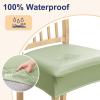 imageSmiry Waterproof Seat Covers for Chairs Set of 4 Stretch Pu Leather Removable Washable Dining Room Chair Seat Slipcovers Protector No Rear Covers OrangeLight Green