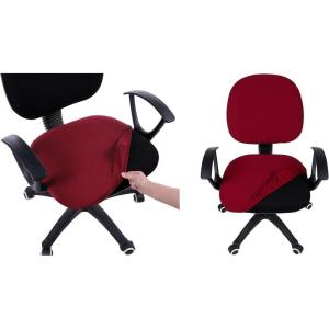 imageSmiry Stretch Office Computer Chair Covers Seat  Backrest Cover Burgundy 2 Items Bundle