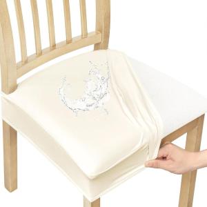 imageSmiry Waterproof Seat Covers for Chairs Set of 4 Stretch Pu Leather Removable Washable Dining Room Chair Seat Slipcovers Protector No Rear Covers OrangeBeige