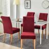 imageSmiry Velvet Stretch Chair Covers for Dining Room Set of 4 Soft Fit Removable Washable Kitchen Parsons Chair Slipcover Protector Wine RedWine Red