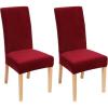 imageSmiry Velvet Stretch Chair Covers for Dining Room Set of 4 Soft Fit Removable Washable Kitchen Parsons Chair Slipcover Protector Wine RedWine Red