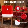 imageSmiry Christmas Chair Covers Set of 6 Red Santa Hat Chair Back Covers Dining Room Washable Removable Slipcovers for Christmas Party Holiday DecorationRed