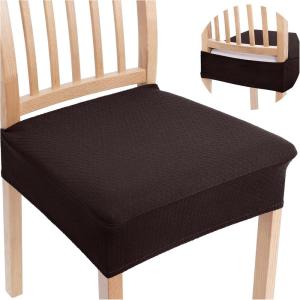 imageSmiry Stretch Jacquard Seat Covers for Dining Room Chairs Set of 6 Removable Washable Chair Seat Protector Slipcovers No Rear Covers RustBrown