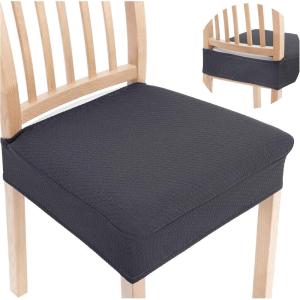 imageSmiry Stretch Jacquard Seat Covers for Dining Room Chairs Set of 6 Removable Washable Chair Seat Protector Slipcovers No Rear Covers RustDark Grey