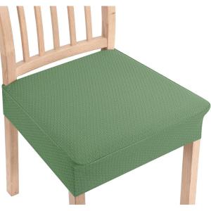 imageSmiry Stretch Jacquard Seat Covers for Dining Room Chairs Set of 6 Removable Washable Chair Seat Protector Slipcovers No Rear Covers RustGreen