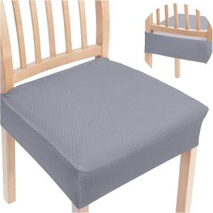 imageSmiry Stretch Jacquard Seat Covers for Dining Room Chairs Set of 6 Removable Washable Chair Seat Protector Slipcovers No Rear Covers RustGrey