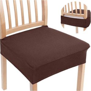 imageSmiry Stretch Jacquard Seat Covers for Dining Room Chairs Set of 6 Removable Washable Chair Seat Protector Slipcovers No Rear Covers RustLight Chocolate