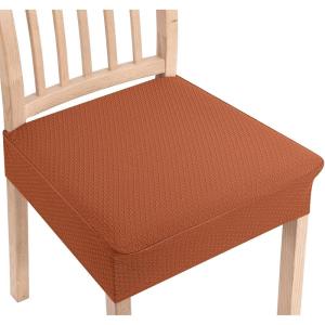 imageSmiry Stretch Jacquard Seat Covers for Dining Room Chairs Set of 6 Removable Washable Chair Seat Protector Slipcovers No Rear Covers RustRust