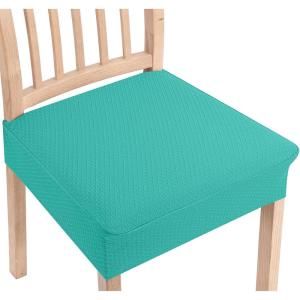 imageSmiry Stretch Jacquard Seat Covers for Dining Room Chairs Set of 6 Removable Washable Chair Seat Protector Slipcovers No Rear Covers RustTeal