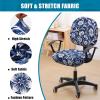 imageSmiry Stretch Printed Computer Office Chair Covers Large and Stretch Printed Office Computer Chair Covers Navy Blue 2 Item Bundle