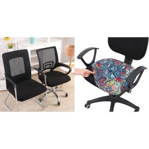 imageSmiry Stretch Jacquard Office Computer Chair Seat Covers and Printed Office Computer Chair Seat Covers 2 Item Bundle