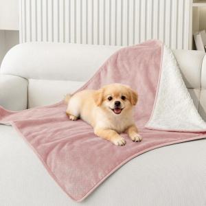 imageSmiry Waterproof Dog Bed Blanket Leakproof Pet Throw Blanket for Bed Couch Sofa Reversible Sherpa Fleece Furniture Protector Cover for Small Medium Large Dogs Cats Dusty Pink 50x60 inchesDusty Pink