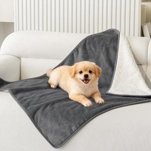 imageSmiry Waterproof Dog Bed Blanket Leakproof Pet Throw Blanket for Bed Couch Sofa Reversible Sherpa Fleece Furniture Protector Cover for Small Medium Large Dogs Cats Dusty Pink 50x60 inchesDark Grey