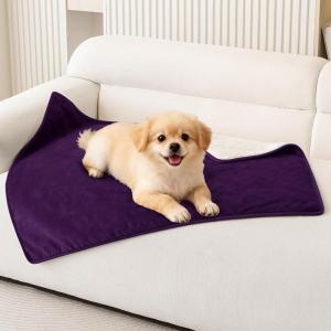 imageSmiry Waterproof Dog Bed Blanket Leakproof Pet Throw Blanket for Bed Couch Sofa Reversible Sherpa Fleece Furniture Protector Cover for Small Medium Large Dogs Cats Dusty Pink 50x60 inchesPurple