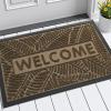 imageSmiry Welcome Mat Indoor Outdoor AllSeason Waterproof Front Door Mat Sturdy Natural Rubber Doormat NonSlip Easy Clean Low Profile Dirt Trapper for Porch Patio Entrance 295x17 Brown