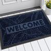 imageSmiry Welcome Mat Indoor Outdoor AllSeason Waterproof Front Door Mat Sturdy Natural Rubber Doormat NonSlip Easy Clean Low Profile Dirt Trapper for Porch Patio Entrance 295x17 Navy