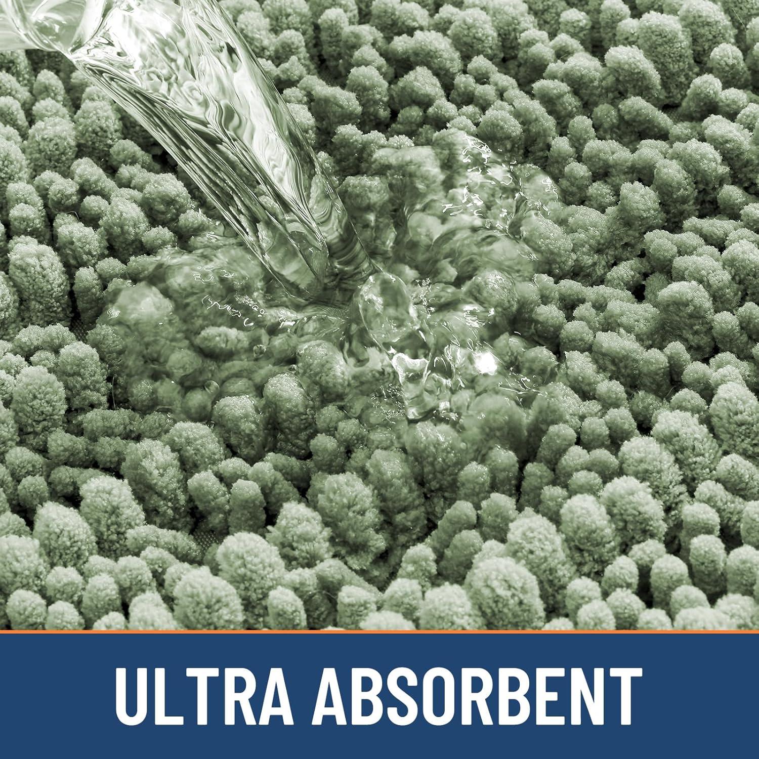 imageSmiry Bathroom Rugs Sets 2 Piece Soft Absorbent Non Slip Rubber Backing Machine Washable Quick Dry Chenille Bath Rug Set for Tub Shower and Floor 30quot x 20quot Plus 24quot x 16quot BeigeSage Green