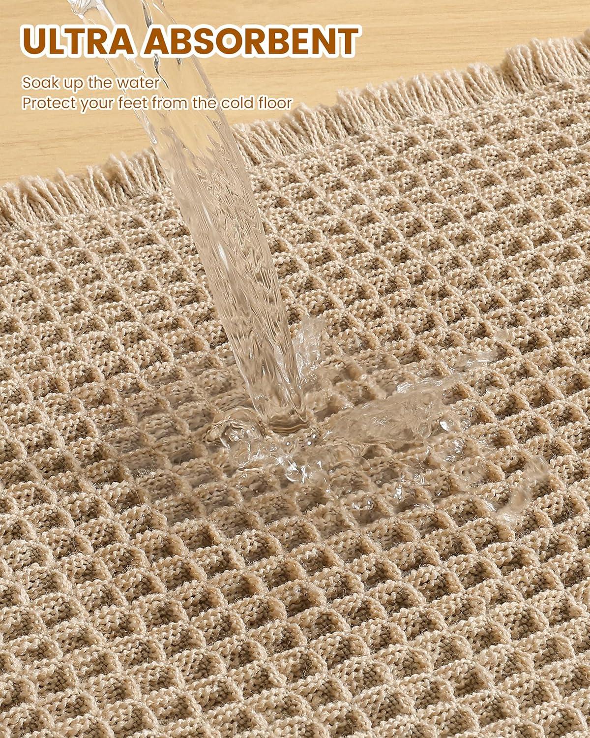 imageSmiry Waffle Bath Mat 32x20 Extra Soft Absorbent Bathroom Rugs Non Slip Machine Washable Quick Dry Bath Rugs for Bathroom Floor Tub Shower Home Decor Accessories BrownBrown