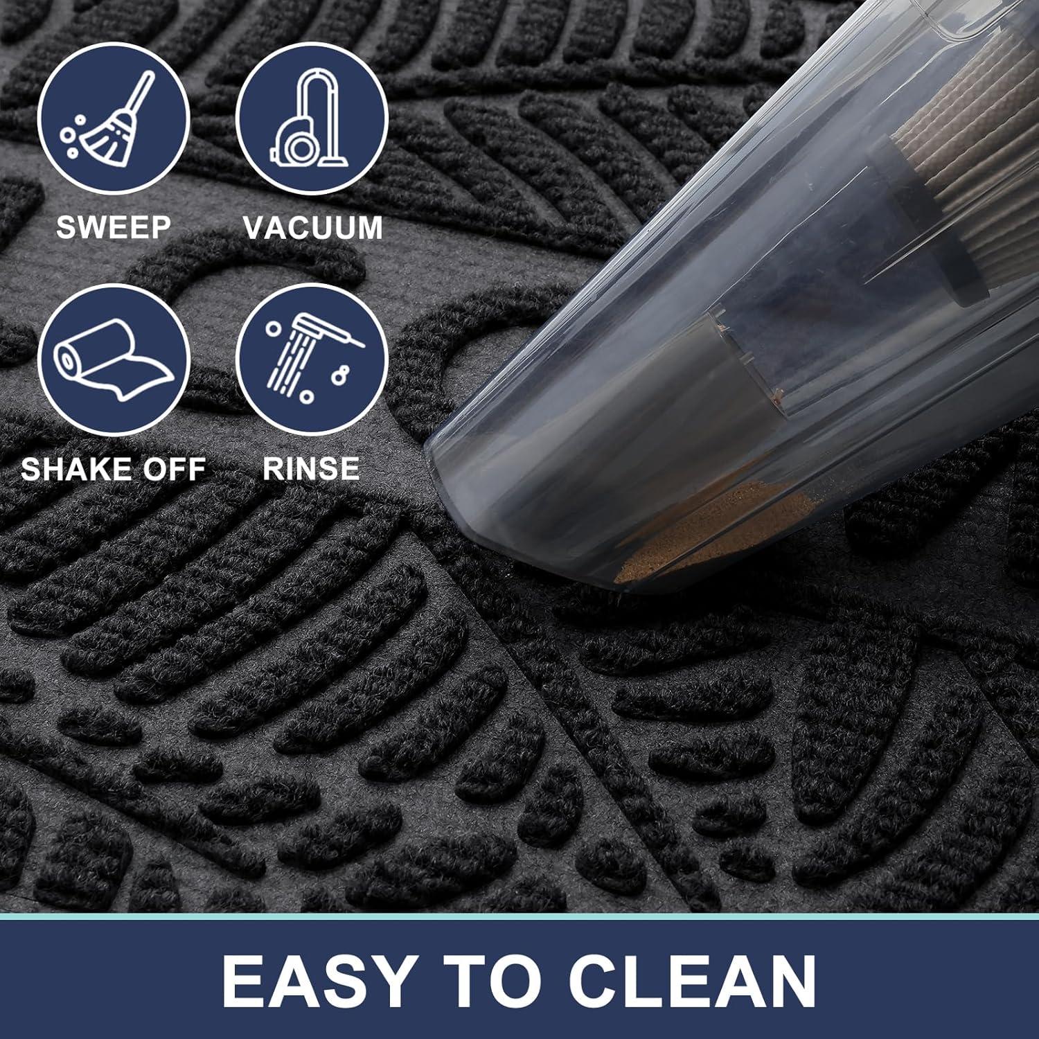 imageSmiry Welcome Mat Indoor Outdoor AllSeason Waterproof Front Door Mat Sturdy Natural Rubber Doormat NonSlip Easy Clean Low Profile Dirt Trapper for Porch Patio Entrance 295x17 GreenGrey