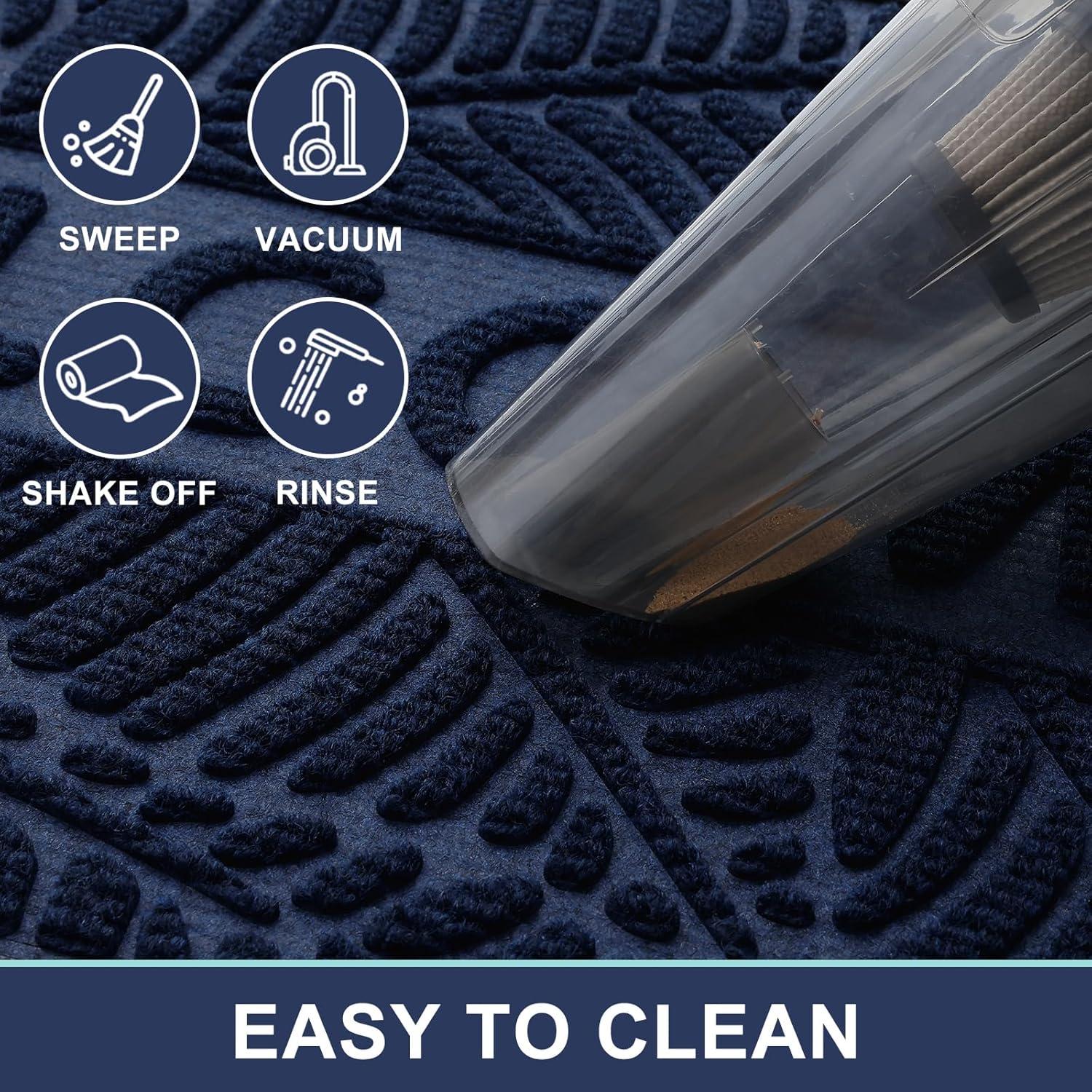 imageSmiry Welcome Mat Indoor Outdoor AllSeason Waterproof Front Door Mat Sturdy Natural Rubber Doormat NonSlip Easy Clean Low Profile Dirt Trapper for Porch Patio Entrance 295x17 GreenNavy