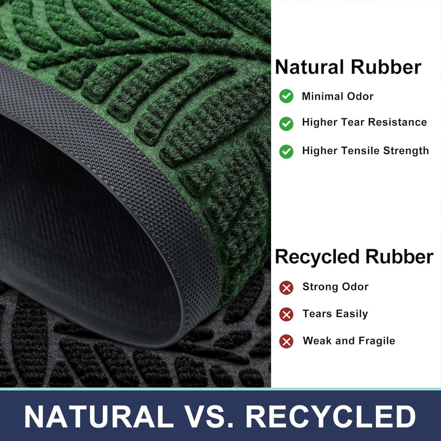 imageSmiry Welcome Mat Indoor Outdoor AllSeason Waterproof Front Door Mat Sturdy Natural Rubber Doormat NonSlip Easy Clean Low Profile Dirt Trapper for Porch Patio Entrance 295x17 GreenGreen