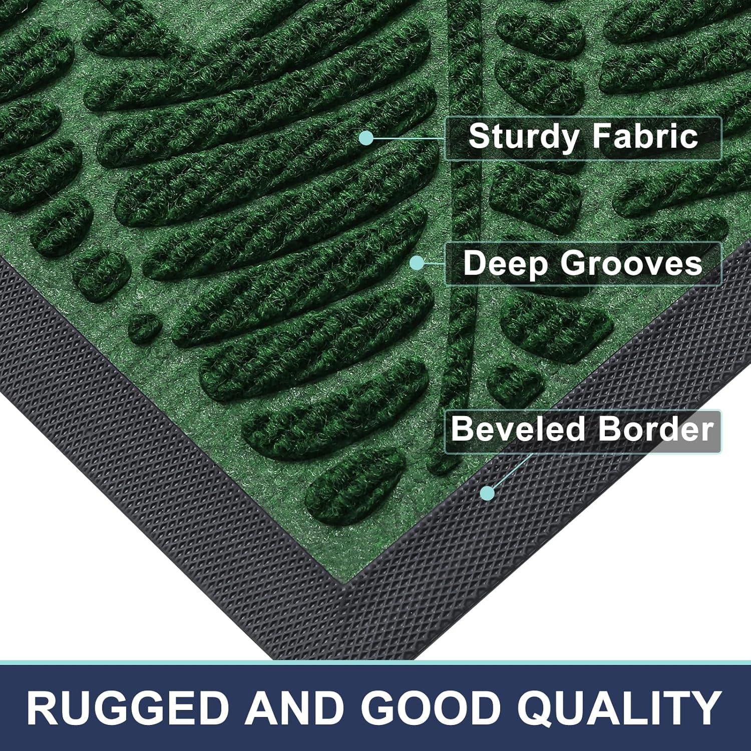 imageSmiry Welcome Mat Indoor Outdoor AllSeason Waterproof Front Door Mat Sturdy Natural Rubber Doormat NonSlip Easy Clean Low Profile Dirt Trapper for Porch Patio Entrance 295x17 GreenGreen