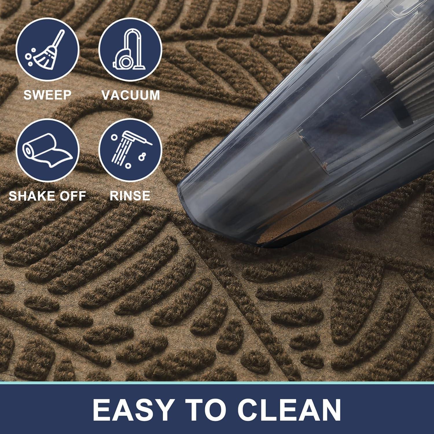 imageSmiry Welcome Mat Indoor Outdoor AllSeason Waterproof Front Door Mat Sturdy Natural Rubber Doormat NonSlip Easy Clean Low Profile Dirt Trapper for Porch Patio Entrance 295x17 GreenBrown