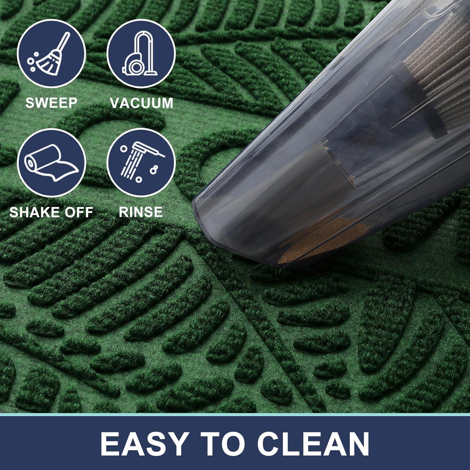 imageSmiry Welcome Mat Indoor Outdoor AllSeason Waterproof Front Door Mat Sturdy Natural Rubber Doormat NonSlip Easy Clean Low Profile Dirt Trapper for Porch Patio Entrance 295x17 GreenGreen