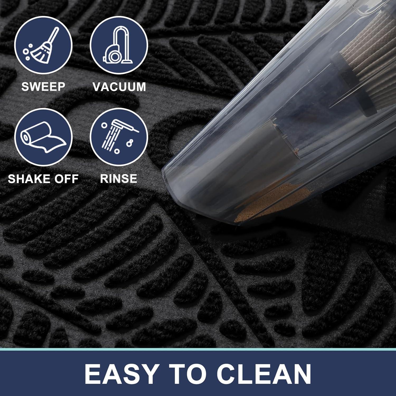 imageSmiry Welcome Mat Indoor Outdoor AllSeason Waterproof Front Door Mat Sturdy Natural Rubber Doormat NonSlip Easy Clean Low Profile Dirt Trapper for Porch Patio Entrance 295x17 GreenBlack