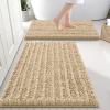 imageSmiry Bathroom Rugs Set 3 Piece Extra Soft Absorbent Non Slip Rubber Backing Machine Washable Quick Dry Chenille Bath Rug Set for Tub Shower and Floor 30quot x 20quot24quot x 16quot UShaped 24quot x 20quot Beige
